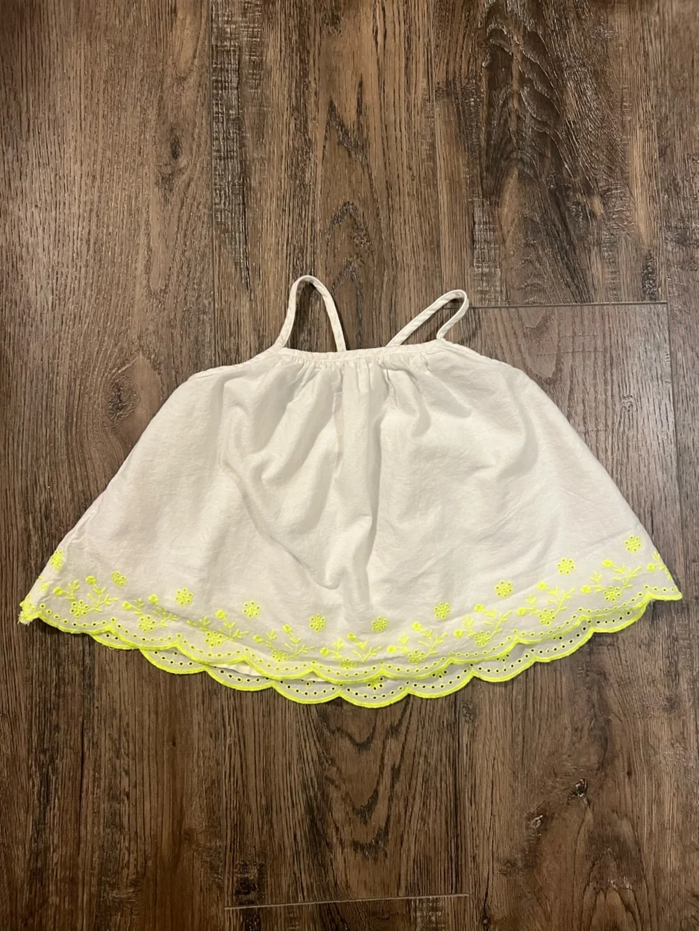 GAP White Tank Top with Neon Yellow Embroidery